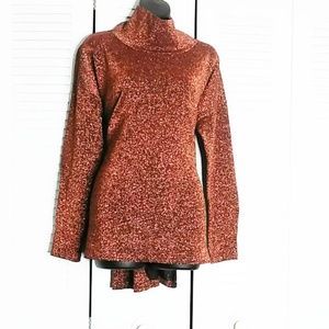 ASOS Women's  Rust Metallic High/Low Turtleneck 12